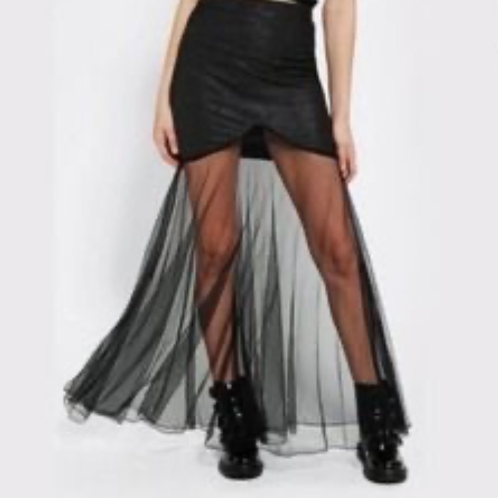 ❌SOLD! UNIF BOHO Tulip Faux Leather and Chiffon Mermaid skirt Size M